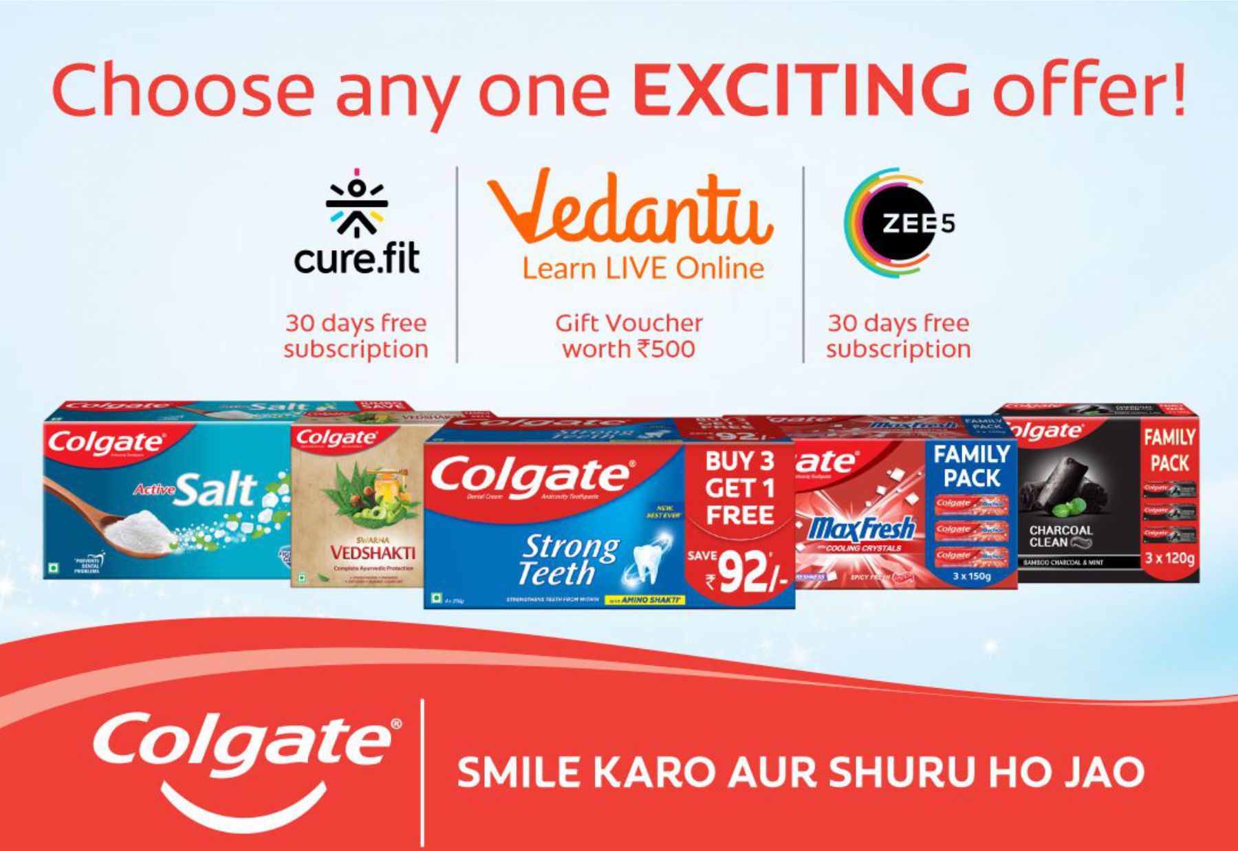 Colgate Cure Fit VedantuZee5 Vouchers